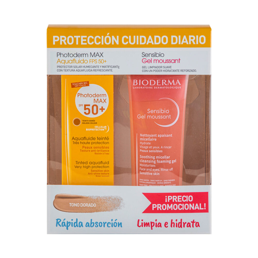 KIT PHOTODERM AQUAFLUIDO DORADO 40ML+SENSIBIO GEL 100ML