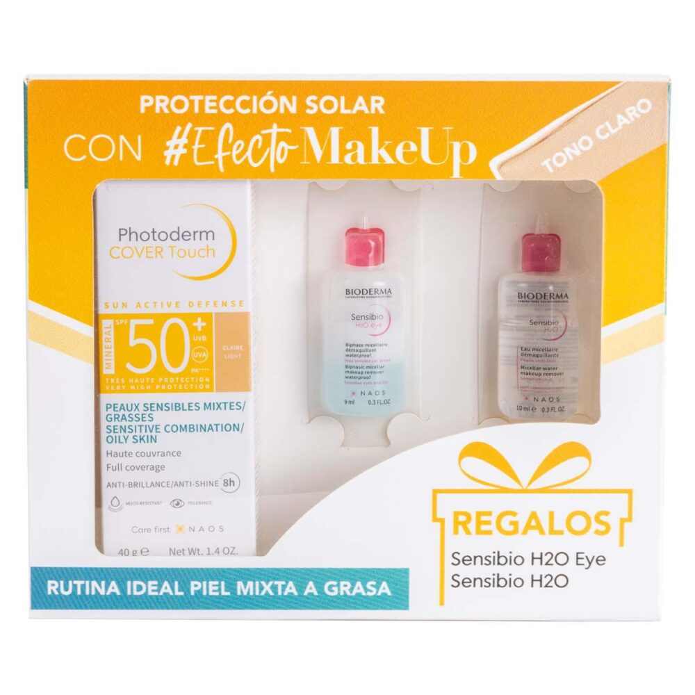 KIT-PHOTODERM COVER TOUCH TONO CLARO 40ML+SENSIBIO H2O EYE 9ML+SENSIBIO H2O 10ML