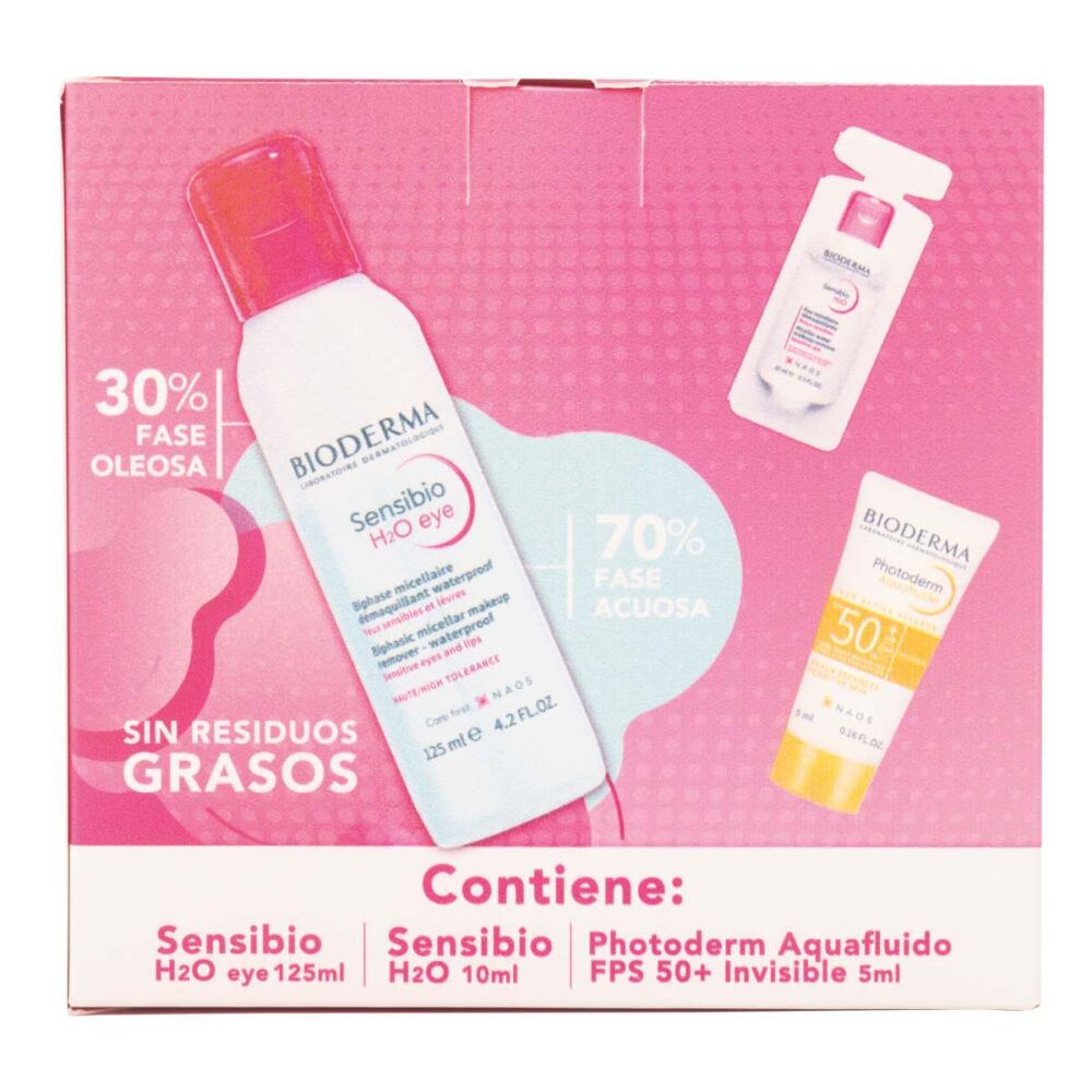 KIT SENSIBIO H2O EYE 125ML+SENSIBIO H2O 10ML+PHOTODERM AQUAFLUIDO NEUTRO 5ML