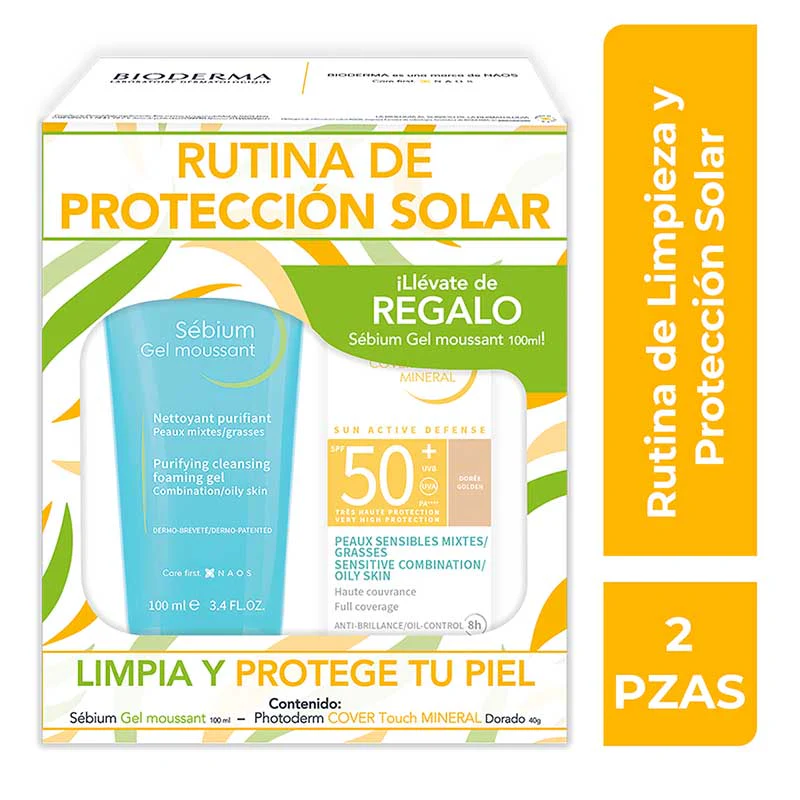 KIT-SEBIUM GEL MOUSSANT 100ML+PHOTODERM COVER TOUCH DORADO 100ML