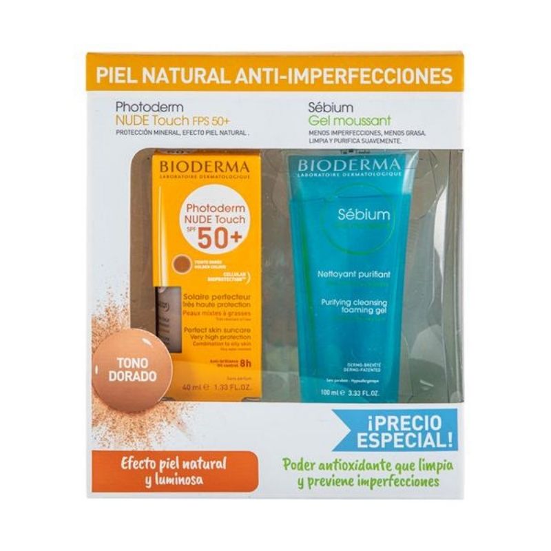KIT PHOTODERM NUDE SPF50+ DORADO 40ML+SEBIUM GEL 100ML