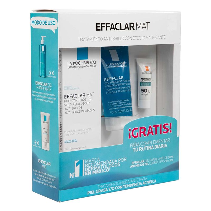 PACK EFFACLAR MAT 40ML + EFFACLAR GEL 50ML + ANTHELIOS OIL CORRECT 3ML