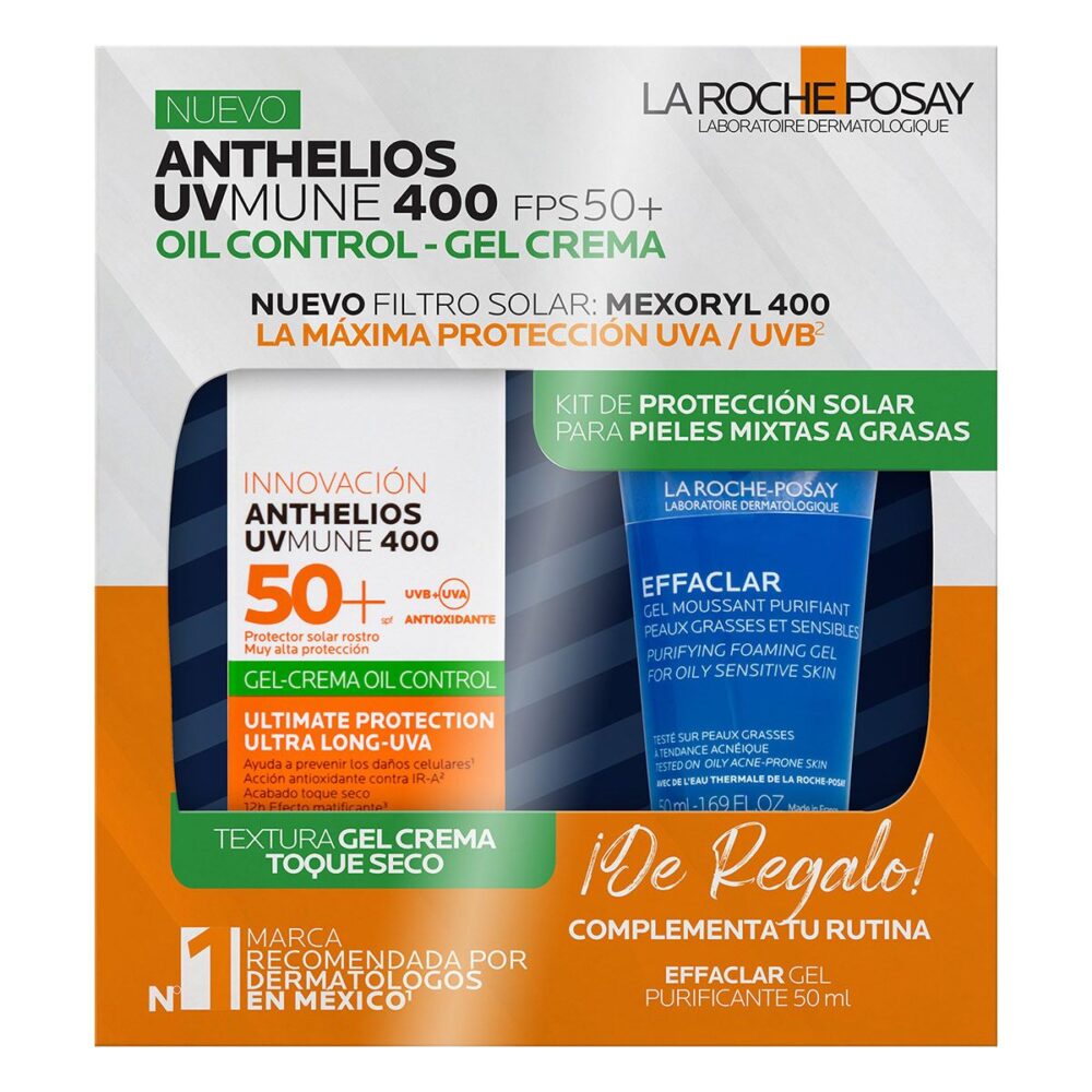 KIT-ANTHELIOS UV MUNE 400FPS50+ OIL CONTROL-GEL CREMA 50ML+EFFACLAR GEL PURIFICANTE 50ML