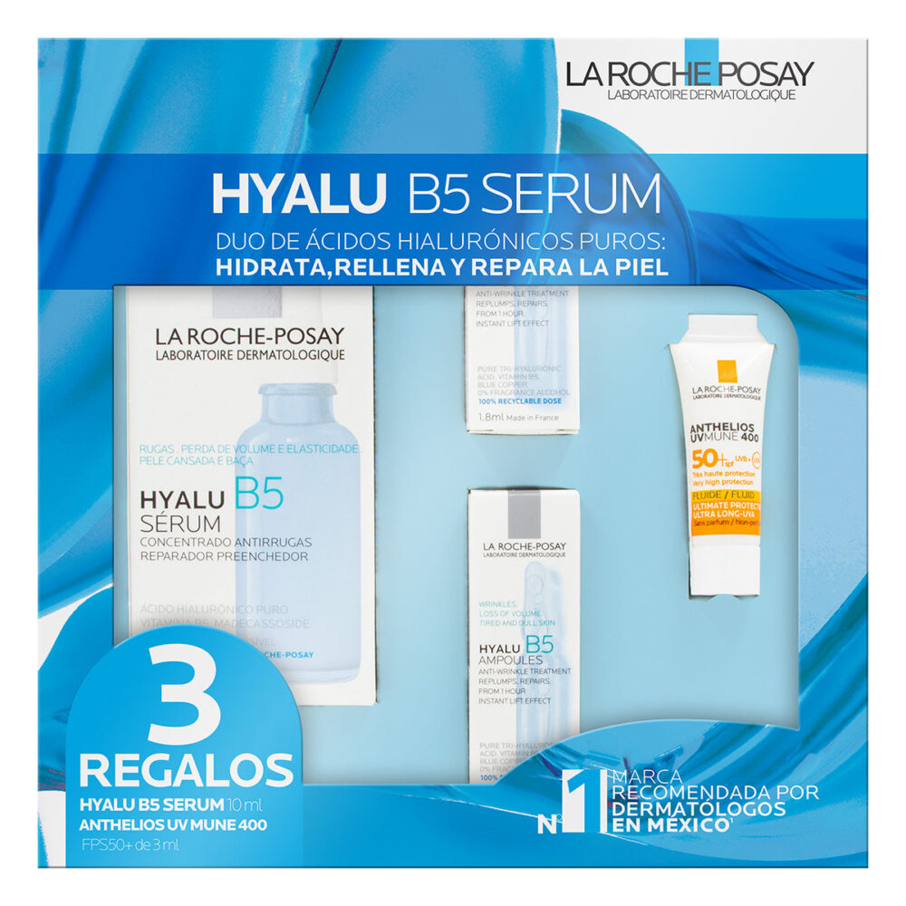 KIT- HYALU B5 SERUM 30ML+2 PIEZAS HYALU B5 AMPOLLETAS 1.8ML+ANTHELIOS UV MUNE 400 3ML