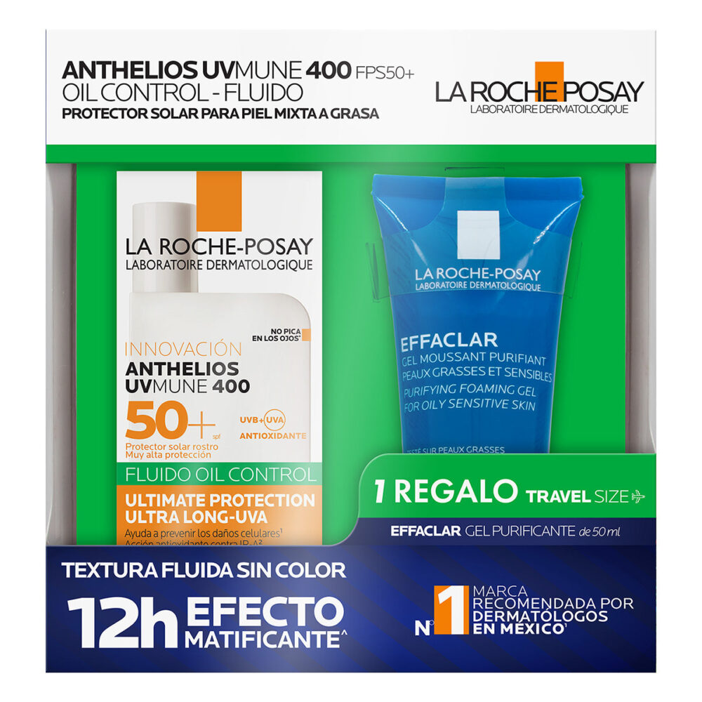 KIT-ANTHELIOS UV MUNE 400 OIL CONTROL FLUIDO FPS 50+ 50ML+EFFACLAR GEL MOUSSANT 50ML