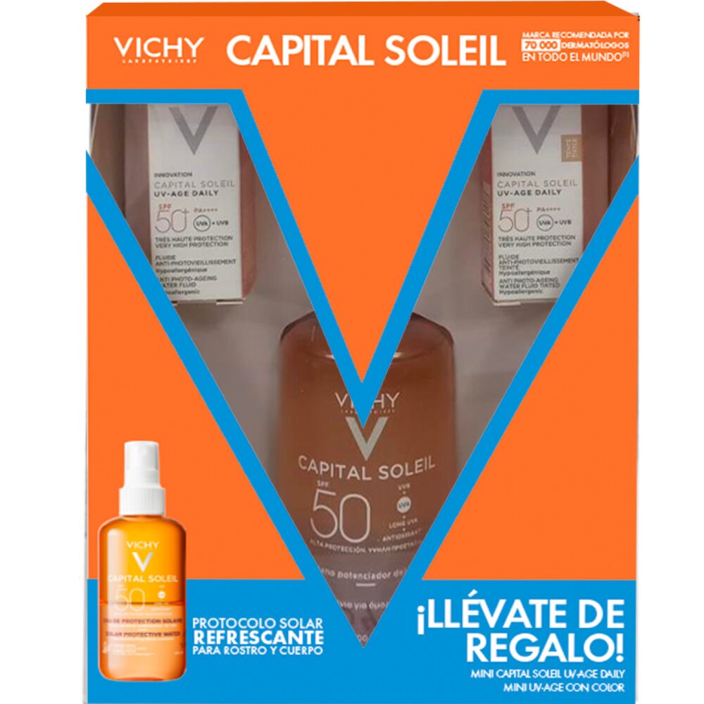 KIT-CAPITAL SOLEIL AGUA PROTECTOR SOLAR 200ML+CAPITAL SOLEIL UV-AGE DAILY TEINTE TINTED 3ML+CAPITAL SOLEIL UV-AGE DAILY 3ML