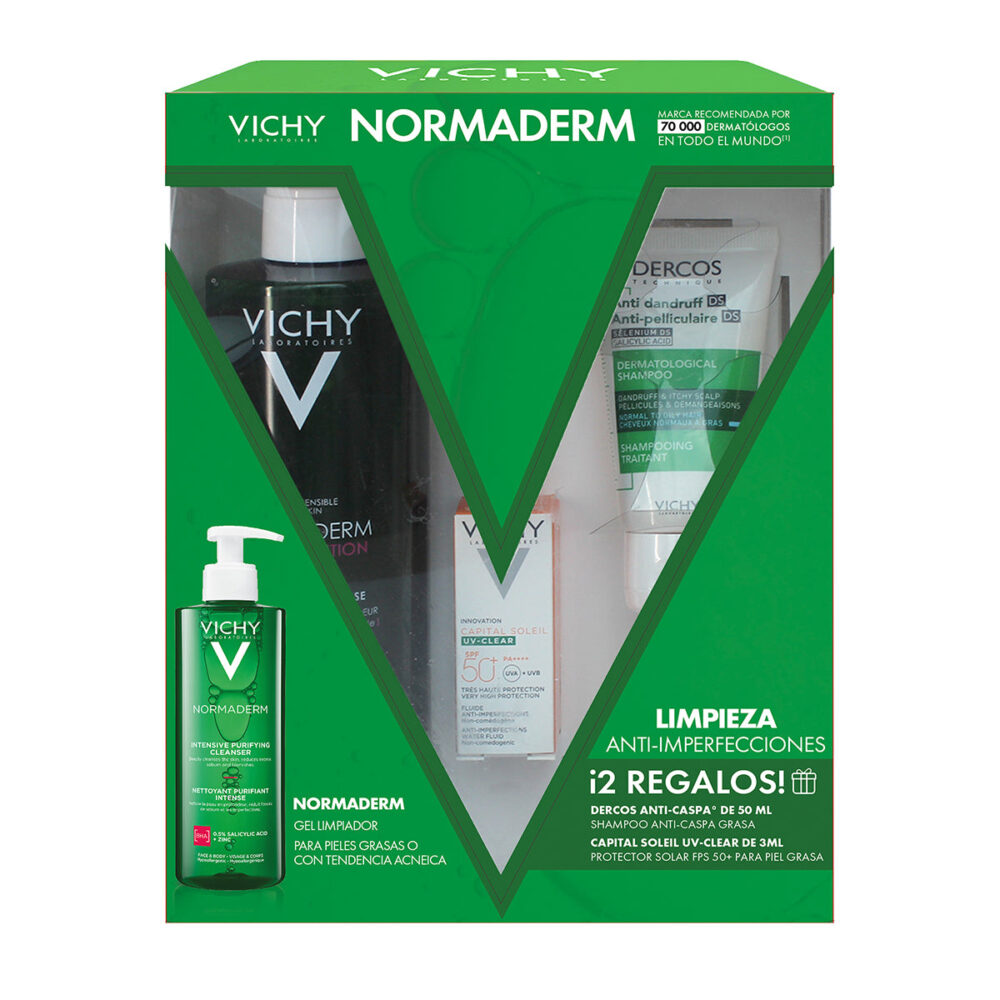 KIT-NORMADERM INTENSIVE PURIFYING CLEANSER 400ML+DERCOS ANTI DANDRUFF 50ML+CAPITAL SOLEIL UV-CLEAR SPF50+ 3ML