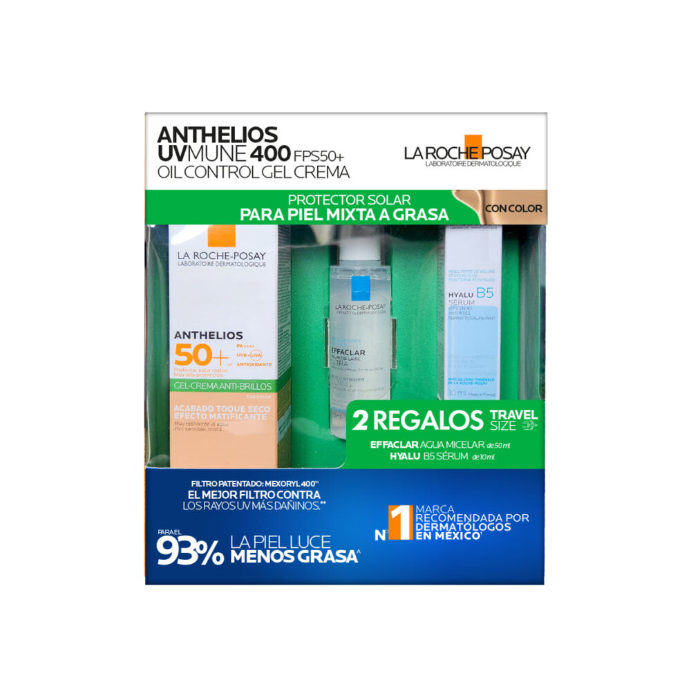 KIT-ANTHELIOS CREMA TOQUE SECO 50+ C/C 50ML+EFFACLAR AGUA MICELAR 50ML+HYALU B5 SERUM 10ML