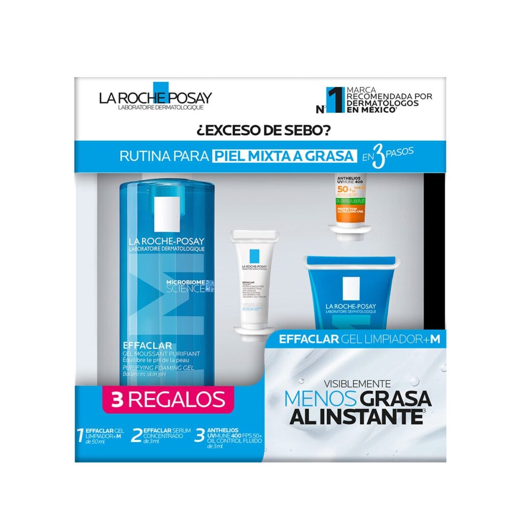KIT-EFFACLAR GEL LIMPIADOR +M 400ML+EFFACLAR GEL LIMPIADOR +M 50ML+EFFACLAR SERUM 3ML+ANTHELIOS UV MUNE 400 FPS50+ OIL CONTROL 3ML