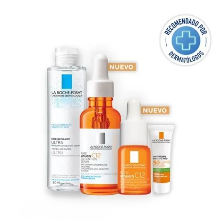 KIT-PURE VITAMIN C12 OIL CONTROL SERUM 30ML+EFFACLAR AGUA MICELAR 50ML+PURE VITAMIN C12 10ML+ANTHELIOS UV MUNE OIL CONTROL FLUIDO 3ML